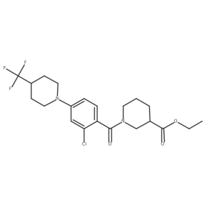 Ethyl 1-{2-chloro-4-[4-(trifluoromethyl)piperidino]benzoyl}-3-piperidinecarboxylate Structure