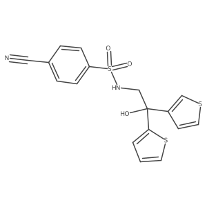 4-cyano-N-(2-hydroxy-2-(thiophen-2-yl)-2-(thiophen-3-yl)ethyl)benzenesulfonamide结构式