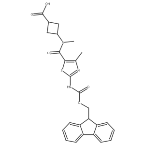 3-[N-methyl2-({[(9H-fluoren-9-yl)methoxy]carbonyl}amino)-4-methyl-1,3-thiazole-5-amido]cyclobutane-1-carboxylic acid Structure
