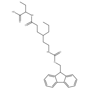 (2R)-2-{4-[2-({[(9H-fluoren-9-yl)methoxy]carbonyl}amino)ethyl]heptanamido}butanoic acid结构式