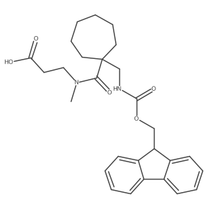 3-(1-{1-[({[(9H-fluoren-9-yl)methoxy]carbonyl}amino)methyl]cycloheptyl}-N-methylformamido)propanoic acid结构式