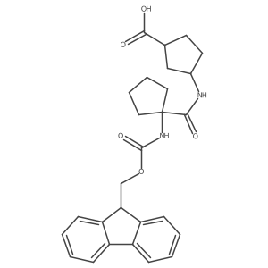 3-[1-({[(9H-fluoren-9-yl)methoxy]carbonyl}amino)cyclopentaneamido]cyclopentane-1-carboxylic acid结构式