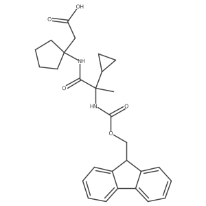 2-{1-[2-cyclopropyl-2-({[(9H-fluoren-9-yl)methoxy]carbonyl}amino)propanamido]cyclopentyl}acetic acid结构式
