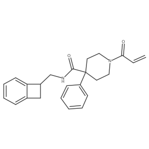 N-(7-Bicyclo[4.2.0]octa-1,3,5-trienylmethyl)-4-phenyl-1-prop-2-enoylpiperidine-4-carboxamide结构式