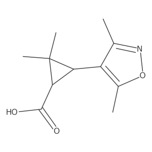 rac-(1R,3R)-3-(dimethyl-1,2-oxazol-4-yl)-2,2-dimethylcyclopropane-1-carboxylic acid Structure