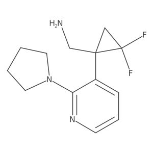 {2,2-Difluoro-1-[2-(pyrrolidin-1-yl)pyridin-3-yl]cyclopropyl}methanamine结构式