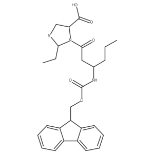 2-ethyl-3-[(3S)-3-({[(9H-fluoren-9-yl)methoxy]carbonyl}amino)hexanoyl]-1,3-thiazolidine-4-carboxylic acid结构式