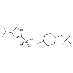 1-(propan-2-yl)-N-{[1-(2,2,2-trifluoroethyl)piperidin-4-yl]methyl}-1H-imidazole-4-sulfonamide结构式