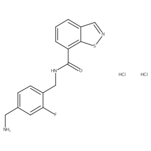 N-[[4-(aminomethyl)-2-fluoro-phenyl]methyl]-1,2-benzothiazole-7-carboxamide;dihydrochloride结构式