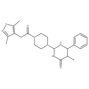 2-[4-[2-(3,5-Dimethyl-1,2-oxazol-4-yl)acetyl]piperazin-1-yl]-5-fluoro-6-phenyl-1,3-diazinan-4-one Structure