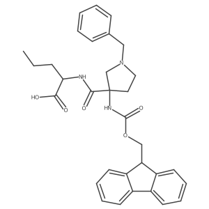 (2R)-2-{[1-benzyl-3-({[(9H-fluoren-9-yl)methoxy]carbonyl}amino)pyrrolidin-3-yl]formamido}pentanoic acid结构式