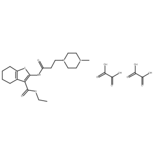 Ethyl 2-[3-(4-methylpiperazin-1-YL)propanamido]-4,5,6,7-tetrahydro-1-benzothiophene-3-carboxylate; bis(oxalic acid)结构式