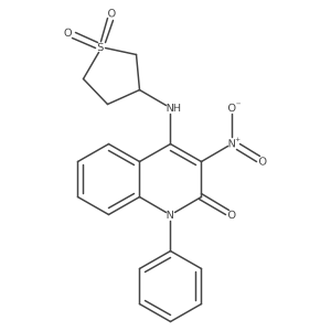 4-((1,1-dioxidotetrahydrothiophen-3-yl)amino)-3-nitro-1-phenylquinolin-2(1H)-one结构式