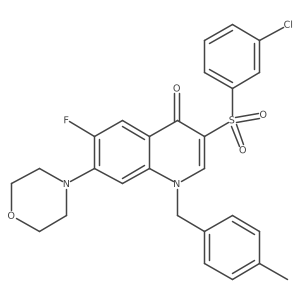 3-((3-chlorophenyl)sulfonyl)-6-fluoro-1-(4-methylbenzyl)-7-morpholinoquinolin-4(1H)-one Structure