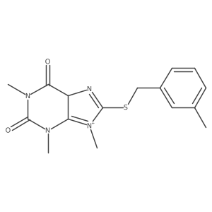 1,3,9-trimethyl-8-[(3-methylphenyl)methylsulfanyl]-5H-purin-9-ium-2,6-dione结构式
