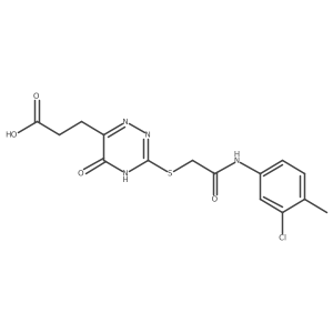 3-(3-((2-((3-Chloro-4-methylphenyl)amino)-2-oxoethyl)thio)-5-oxo-4,5-dihydro-1,2,4-triazin-6-yl)propanoic acid Structure