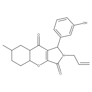 1-(3-hydroxyphenyl)-7-methyl-2-prop-2-enyl-4a,5,6,7,8,8a-hexahydro-1H-chromeno[2,3-c]pyrrole-3,9-dione结构式