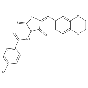 4-chloro-N-[(5Z)-5-(2,3-dihydro-1,4-benzodioxin-6-ylmethylidene)-4-oxo-2-thioxo-1,3-thiazolidin-3-yl]benzamide Structure