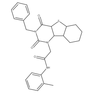 2-{5-benzyl-4,6-dioxo-8-thia-3,5-diazatricyclo[7.4.0.0^{2,7}]trideca-1(9),2(7),10,12-tetraen-3-yl}-N-(2-methylphenyl)acetamide Structure