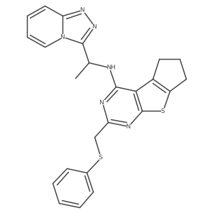 N-(1-([1,2,4]Triazolo[4,3-a]pyridin-3-yl)ethyl)-2-((phenylthio)methyl)-6,7-dihydro-5H-cyclopenta[4,5]thieno[2,3-d]pyrimidin-4-amine Structure