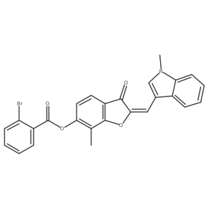 (2E)-7-methyl-2-[(1-methyl-1H-indol-3-yl)methylidene]-3-oxo-2,3-dihydro-1-benzofuran-6-yl 2-bromobenzoate结构式