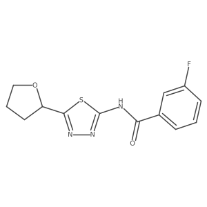 3-fluoro-N-[(2E)-5-(tetrahydrofuran-2-yl)-1,3,4-thiadiazol-2(3H)-ylidene]benzamide结构式