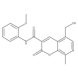 5-(hydroxymethyl)-N-(2-methoxyphenyl)-8-methyl-2-oxo-2H-pyrano[2,3-c]pyridine-3-carboxamide结构式