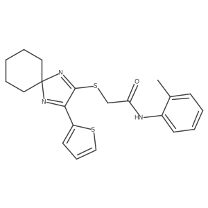2-((3-(thiophen-2-yl)-1,4-diazaspiro[4.5]deca-1,3-dien-2-yl)thio)-N-(o-tolyl)acetamide Structure