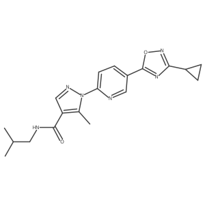 1-(5-(3-cyclopropyl-1,2,4-oxadiazol-5-yl)pyridin-2-yl)-N-isobutyl-5-methyl-1H-pyrazole-4-carboxamide结构式
