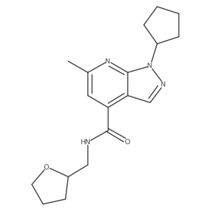1-cyclopentyl-6-methyl-N-(tetrahydrofuran-2-ylmethyl)-1H-pyrazolo[3,4-b]pyridine-4-carboxamide结构式