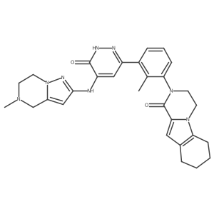 Pyrazino[1,2-a]indol-1(2H)-one, 2-[3-[1,6-dihydro-6-oxo-5-[(4,5,6,7-tetrahydro-5-methylpyrazolo[1,5-a]pyrazin-2-yl)amino]-3-pyridazinyl]-2-methylphenyl]-3,4,6,7,8,9-hexahydro- Structure