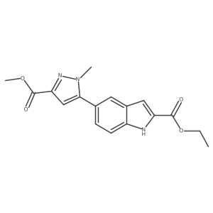 Ethyl 5-[3-(methoxycarbonyl)-1-methyl-1H-pyrazol-5-yl]-1H-indole-2-carboxylate Structure