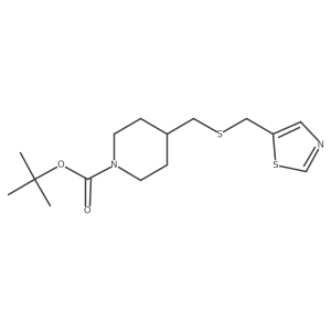 4-(Thiazol-5-ylmethylsulfanylmethyl)-piperidine-1-carboxylic acid tert-butyl ester结构式