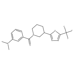 [3-(dimethylamino)phenyl]-[3-[5-(trifluoromethyl)-1,3,4-oxadiazol-2-yl]-1-piperidyl]methanone结构式