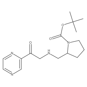 tert-Butyl 2-(((2-oxo-2-(pyrazin-2-yl)ethyl)amino)methyl)pyrrolidine-1-carboxylate结构式