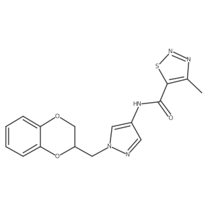 N-(1-((2,3-dihydrobenzo[b][1,4]dioxin-2-yl)methyl)-1H-pyrazol-4-yl)-4-methyl-1,2,3-thiadiazole-5-carboxamide Structure