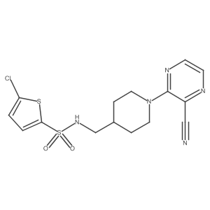 5-chloro-N-((1-(3-cyanopyrazin-2-yl)piperidin-4-yl)methyl)thiophene-2-sulfonamide结构式