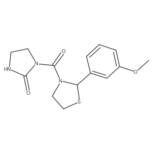 1-(2-(3-Methoxyphenyl)thiazolidine-3-carbonyl)imidazolidin-2-one结构式