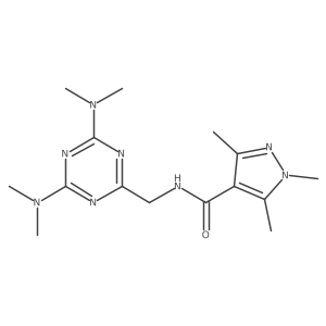N-{[4,6-bis(dimethylamino)-1,3,5-triazin-2-yl]methyl}-1,3,5-trimethyl-1H-pyrazole-4-carboxamide结构式