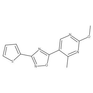 5-(2-Methoxy-4-methylpyrimidin-5-yl)-3-(thiophen-2-yl)-1,2,4-oxadiazole结构式