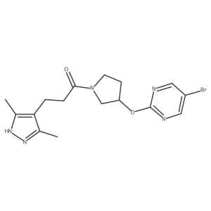 1-{3-[(5-bromopyrimidin-2-yl)oxy]pyrrolidin-1-yl}-3-(3,5-dimethyl-1H-pyrazol-4-yl)propan-1-one Structure