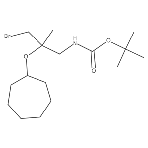 tert-butyl N-[3-bromo-2-(cycloheptyloxy)-2-methylpropyl]carbamate结构式