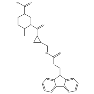 1-{2-[({[(9H-fluoren-9-yl)methoxy]carbonyl}amino)methyl]cyclopropanecarbonyl}-6-methylpiperidine-3-carboxylic acid结构式