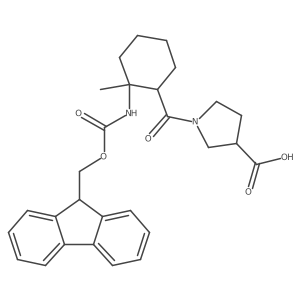 1-[2-({[(9H-fluoren-9-yl)methoxy]carbonyl}amino)-2-methylcyclohexanecarbonyl]pyrrolidine-3-carboxylic acid结构式