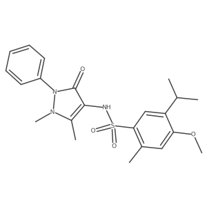N-(1,5-dimethyl-3-oxo-2-phenyl-2,3-dihydro-1H-pyrazol-4-yl)-4-methoxy-2-methyl-5-(propan-2-yl)benzene-1-sulfonamide结构式