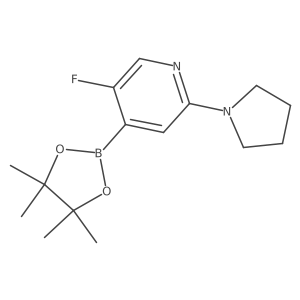 5-Fluoro-2-(pyrrolidin-1-yl)-4-(tetramethyl-1,3,2-dioxaborolan-2-yl)pyridine结构式