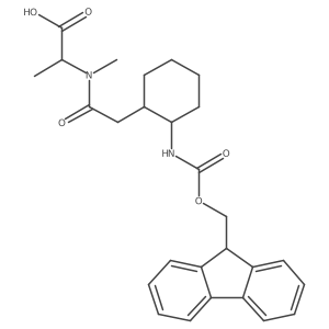(2S)-2-{2-[(1RS,2RS)-2-({[(9H-fluoren-9-yl)methoxy]carbonyl}amino)cyclohexyl]-N-methylacetamido}propanoic acid结构式