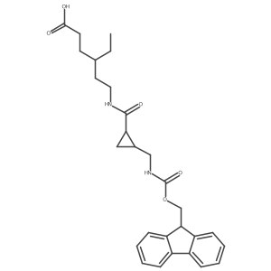 rac-4-ethyl-6-{[(1R,2S)-2-[({[(9H-fluoren-9-yl)methoxy]carbonyl}amino)methyl]cyclopropyl]formamido}hexanoic acid结构式