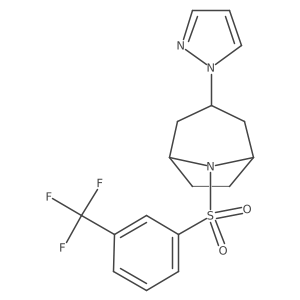 3-(1H-pyrazol-1-yl)-8-[3-(trifluoromethyl)benzenesulfonyl]-8-azabicyclo[3.2.1]octane结构式