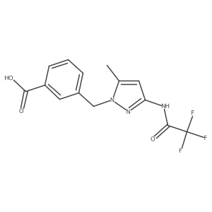 3-{[5-methyl-3-(2,2,2-trifluoroacetamido)-1H-pyrazol-1-yl]methyl}benzoic acid结构式